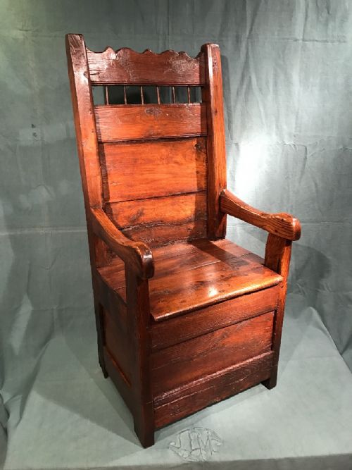 EARLY OAK BOX CHAIR - ADDITIONAL PHOTO 1
