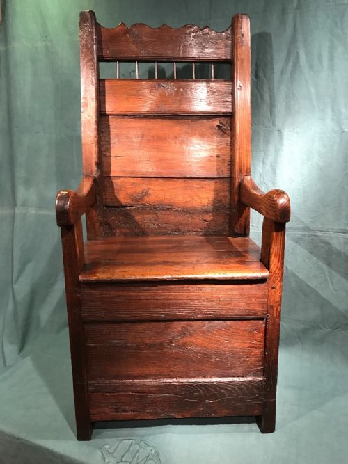 EARLY OAK BOX CHAIR - ADDITIONAL PHOTO 3