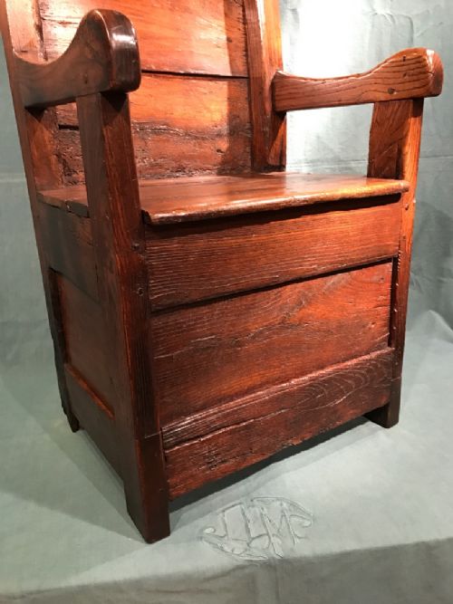 EARLY OAK BOX CHAIR - ADDITIONAL PHOTO 4