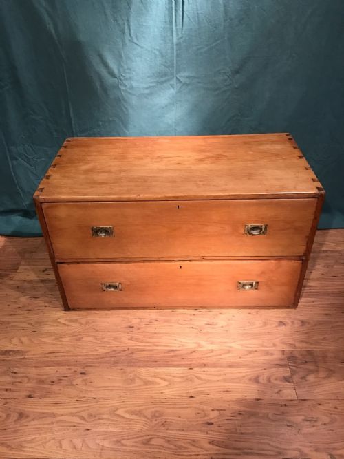ANTIQUE CAMPAIGN CHEST OF DRAWERS - ADDITIONAL PHOTO 4