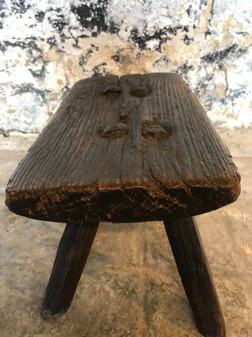 PRIMITIVE OAK STOOL - ADDITIONAL PHOTO 6