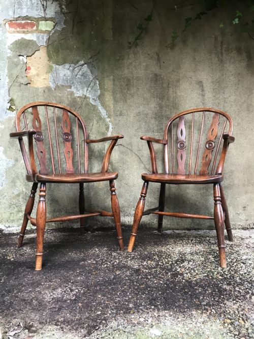 matched pair country chairs - CATEGORY: ANTIQUE CHAIRS - DATED 19TH CENTURY