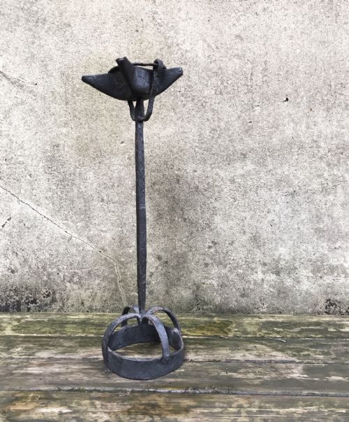 18th century iron fat lamp - CATEGORY: ANTIQUE LIGHTING - DATED 18TH CENTURY