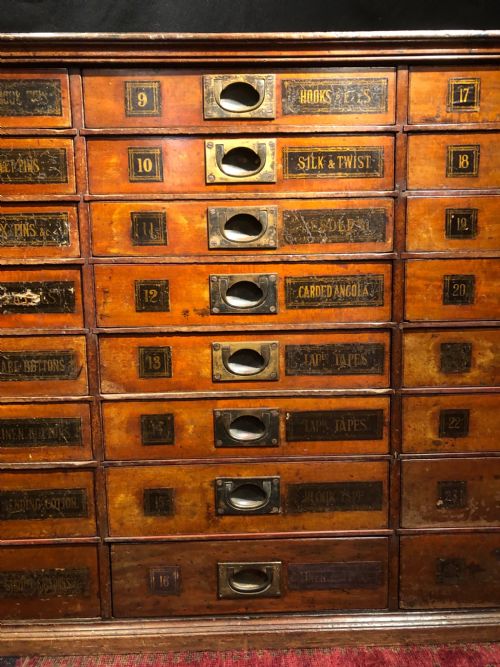 ANTIQUE HABERDASHERY BANK OF DRAWERS - ADDITIONAL PHOTO 4