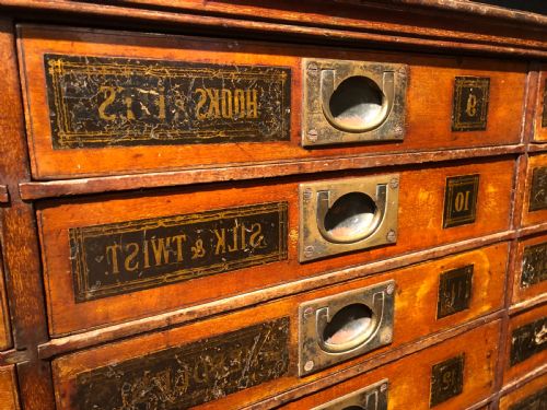ANTIQUE HABERDASHERY BANK OF DRAWERS - ADDITIONAL PHOTO 6