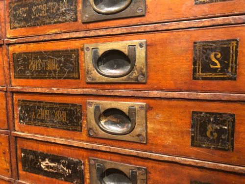 ANTIQUE HABERDASHERY BANK OF DRAWERS - ADDITIONAL PHOTO 9