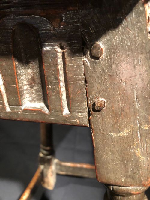 EARLY OAK JOINT STOOL - ADDITIONAL PHOTO 5