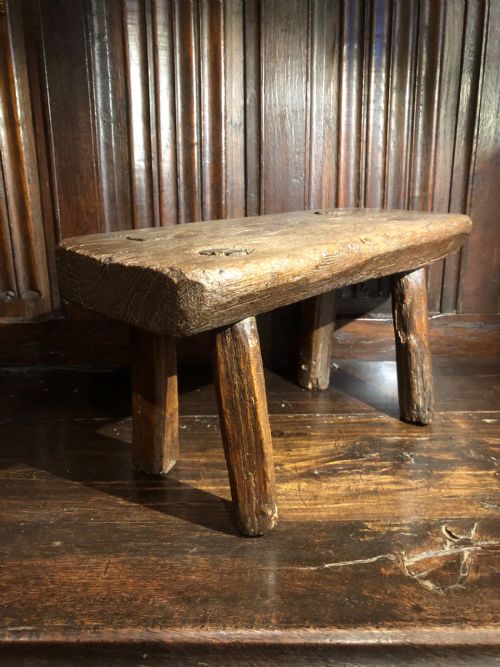 primitive slab top stool - CATEGORY: ANTIQUE STOOLS - DATED 19TH CENTURY