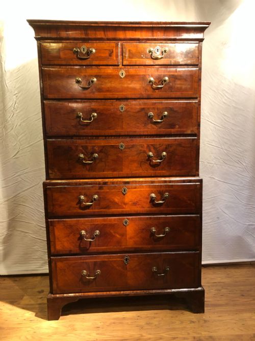 ANTIQUE WALNUT CHEST ON CHEST - ADDITIONAL PHOTO 2