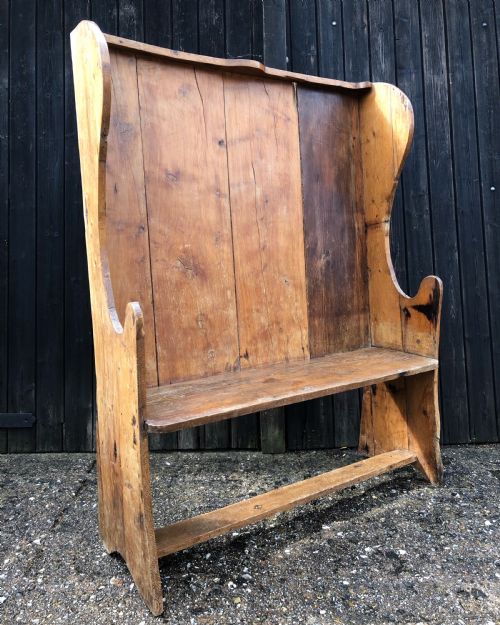 antique pine settle - CATEGORY: ANTIQUE CHAIRS - DATED 19TH CENTURY