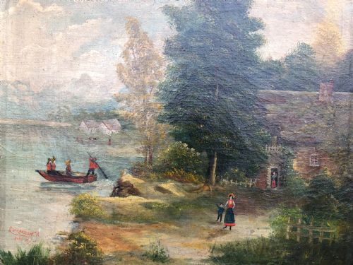 antique naive oil painting - CATEGORY: ANTIQUE ART - DATED EDWARDIAN