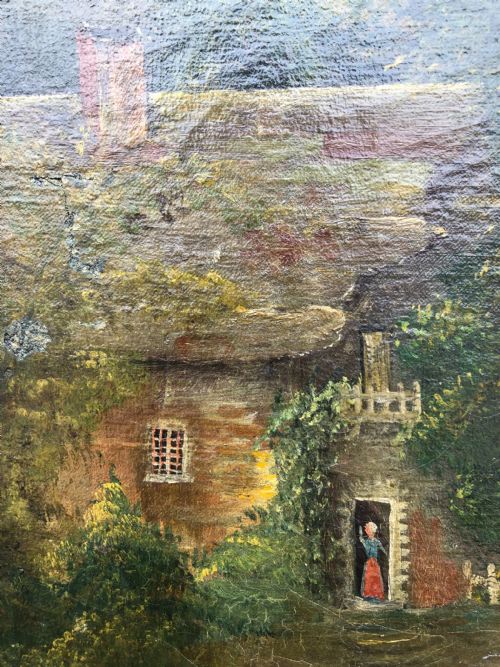 ANTIQUE NAIVE OIL PAINTING - ADDITIONAL PHOTO 3