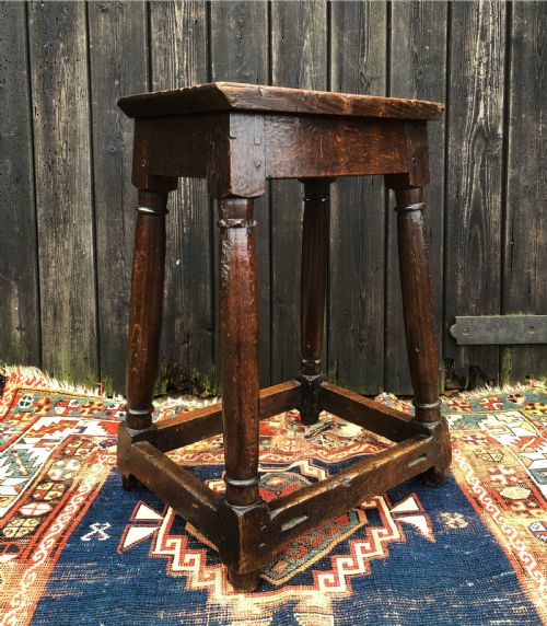 A PRIMITIVE ANTIQUE JOINT STOOL - ADDITIONAL PHOTO 7