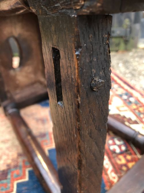 A PRIMITIVE ANTIQUE JOINT STOOL - ADDITIONAL PHOTO 11