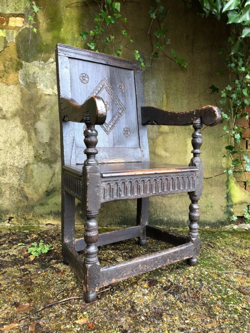 EARLY OAK WAINSCOT CHAIR - ADDITIONAL PHOTO 1