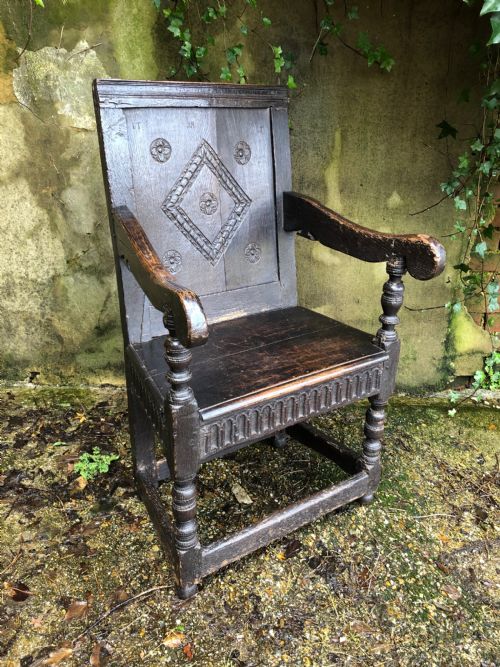 EARLY OAK WAINSCOT CHAIR - ADDITIONAL PHOTO 2