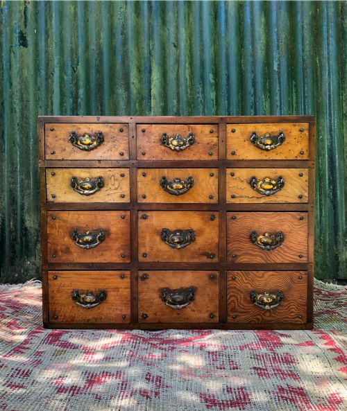 antique bank of drawers - CATEGORY: ANTIQUE CHEST OF DRAWERS - DATED EDWARDIAN