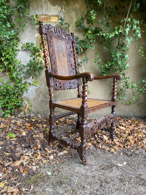 CHARLES II WALNUT ARMCHAIR - ADDITIONAL PHOTO 1