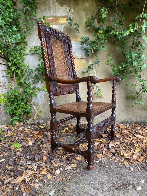 CHARLES II WALNUT ARMCHAIR - ADDITIONAL PHOTO 1