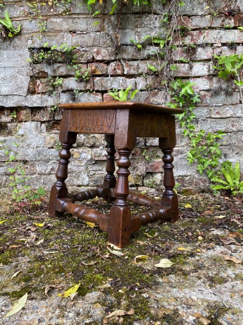 ANTIQUE OAK JOINT STOOL - ADDITIONAL PHOTO 1