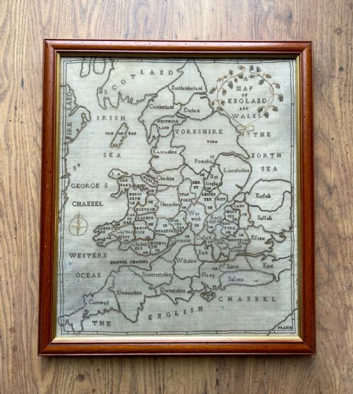 antique map sampler - CATEGORY: ANTIQUE MISCELLANEOUS - DATED 19TH CENTURY