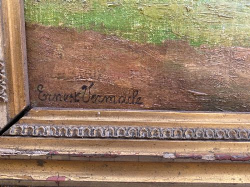 ANTIQUE OIL LANDSCAPE PAINTING - ADDITIONAL PHOTO 5