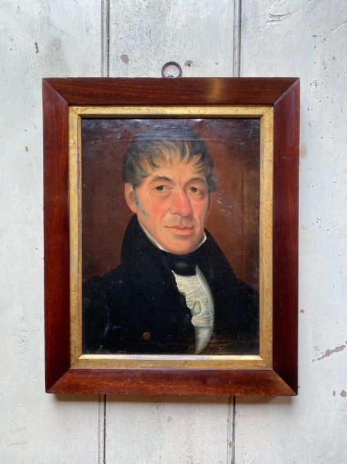 antique naive oil portrait painting - CATEGORY: ANTIQUE ART - DATED GEORGIAN