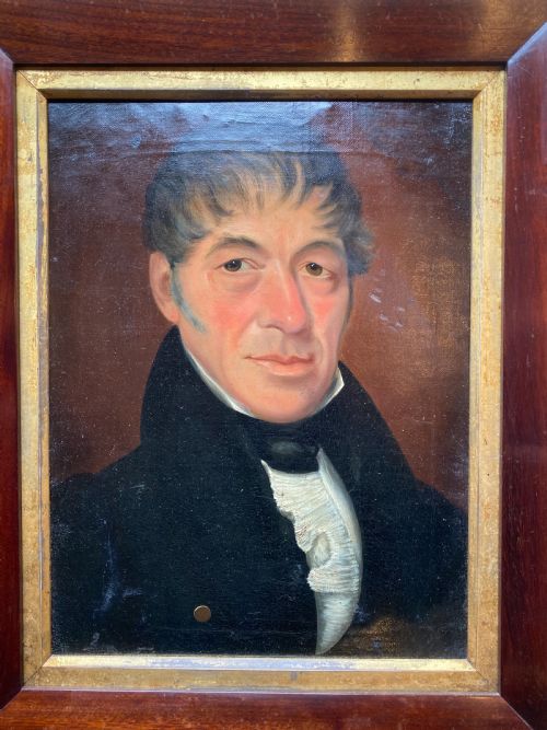 ANTIQUE NAIVE OIL PORTRAIT PAINTING - ADDITIONAL PHOTO 2