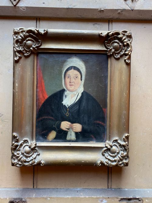 antique naive portrait painting - CATEGORY: ANTIQUE ART - DATED 19TH CENTURY