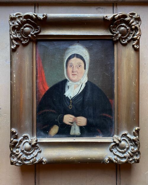 ANTIQUE NAIVE PORTRAIT PAINTING - ADDITIONAL PHOTO 2