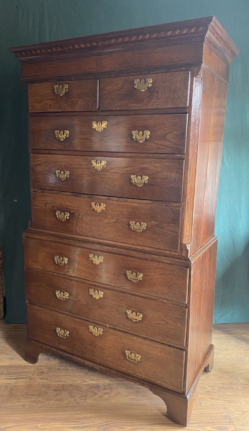 GEORGIAN OAK TALLBOYCHEST ON CHEST - ADDITIONAL PHOTO 10
