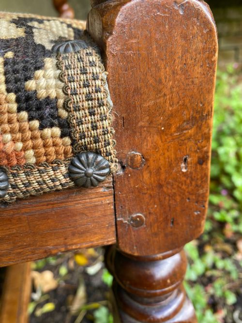 ANTIQUE WALNUT LION HEAD ARMCHAIR - ADDITIONAL PHOTO 16