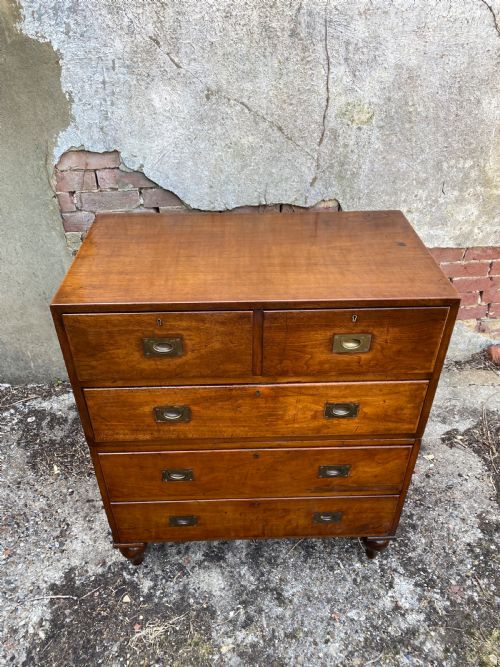 ANTIQUE CAMPAIGN CHEST OF DRAWERS - ADDITIONAL PHOTO 4