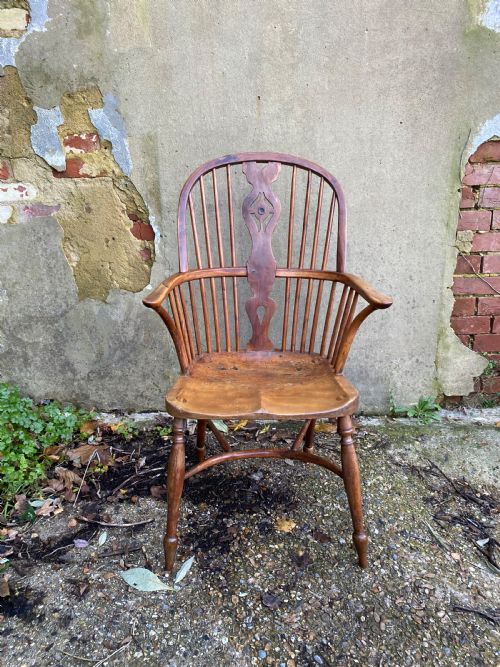 ANTIQUE YEW WOOD WINDSOR CHAIR - ADDITIONAL PHOTO 6