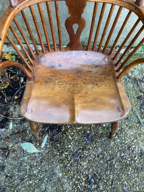 ANTIQUE YEW WOOD WINDSOR CHAIR - ADDITIONAL PHOTO 8