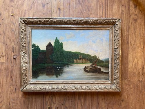 an antique naive landscape painting - CATEGORY: ANTIQUE ART - DATED 19TH CENTURY