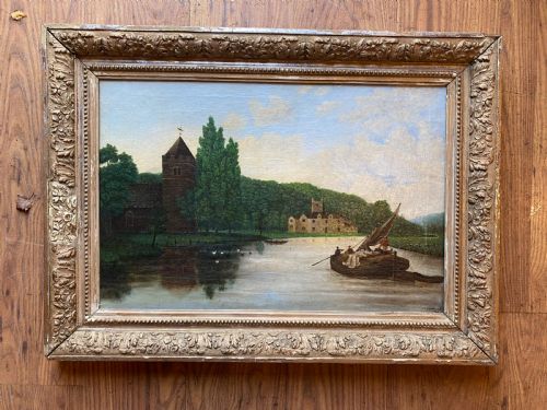 AN ANTIQUE NAIVE LANDSCAPE PAINTING - ADDITIONAL PHOTO 1