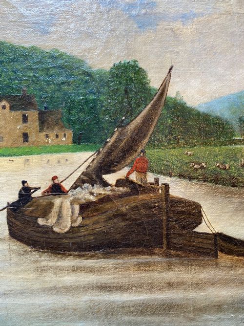AN ANTIQUE NAIVE LANDSCAPE PAINTING - ADDITIONAL PHOTO 9