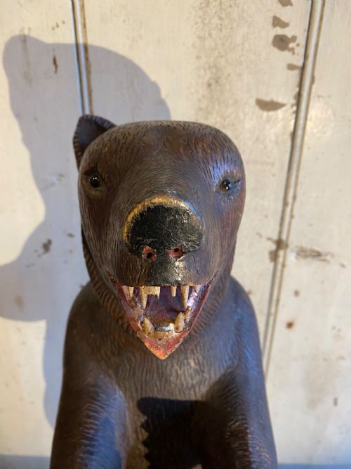 ANTIQUE CARVED WOOD BEAR BLACK FOREST - ADDITIONAL PHOTO 6