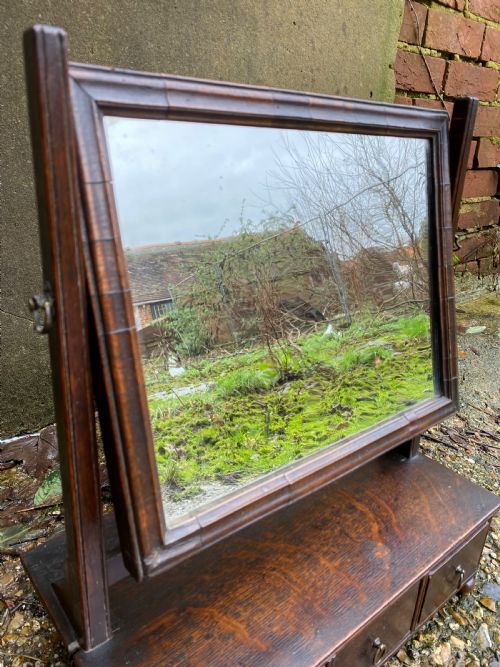 ANTIQUE 18TH CENTURY OAK VANITY MIRROR - ADDITIONAL PHOTO 1