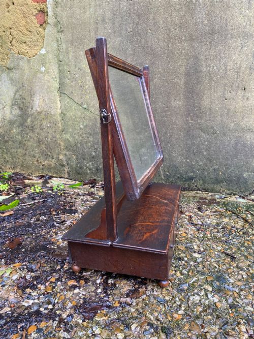 ANTIQUE 18TH CENTURY OAK VANITY MIRROR - ADDITIONAL PHOTO 7