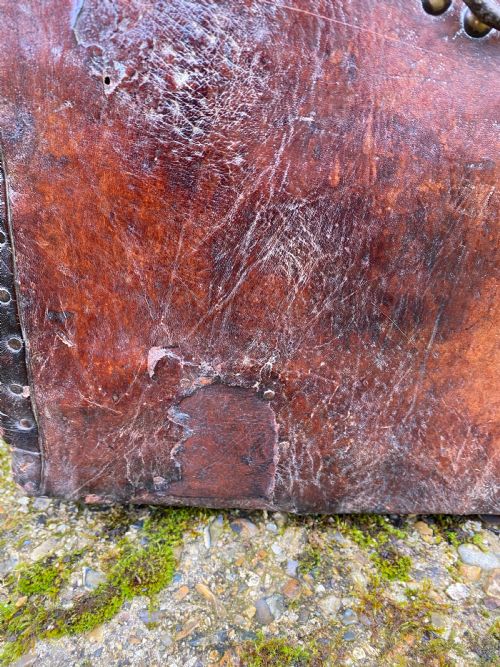 ANTIQUE LEATHER BOUND CHEST - ADDITIONAL PHOTO 17