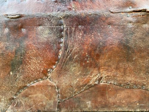 ANTIQUE LEATHER BOUND CHEST - ADDITIONAL PHOTO 20