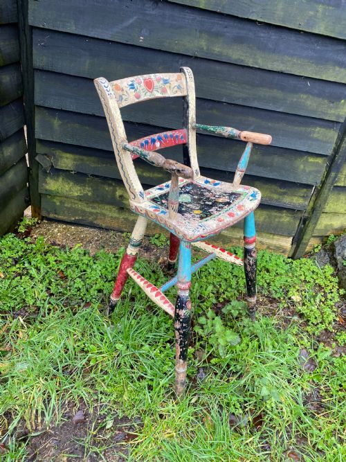 AN ANTIQUE BARGEWORK CHILDS CHAIR - ADDITIONAL PHOTO 11
