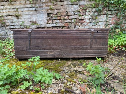 VERY EARLY OAK PLANK COFFER - ADDITIONAL PHOTO 20