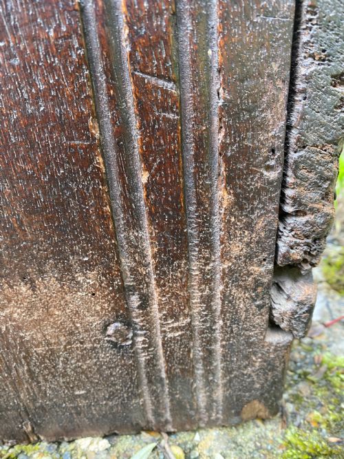VERY EARLY OAK PLANK COFFER - ADDITIONAL PHOTO 22