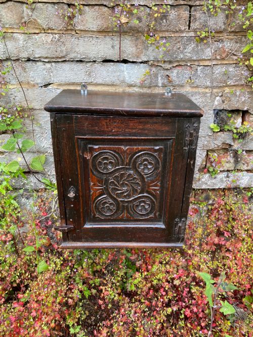 EARLY OAK MURAL CUPBOARD - ADDITIONAL PHOTO 4