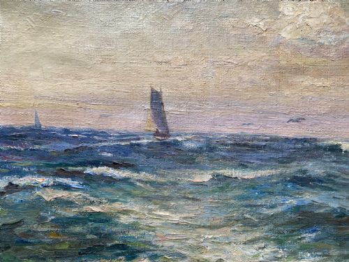 ANTIQUE OIL PAINTING SEASCAPE - ADDITIONAL PHOTO 4