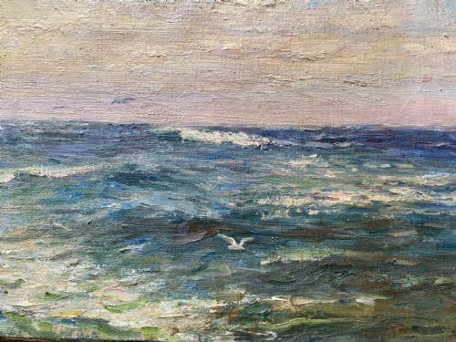 ANTIQUE OIL PAINTING SEASCAPE - ADDITIONAL PHOTO 5