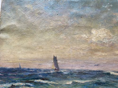 ANTIQUE OIL PAINTING SEASCAPE - ADDITIONAL PHOTO 7